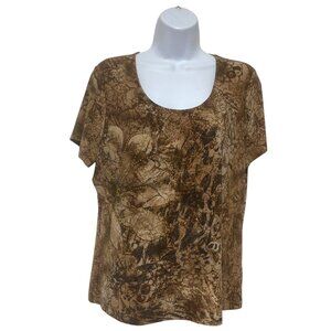 Women's Petite Large Pullover Top Floral With Rhinestones Design By-Laura Ashley